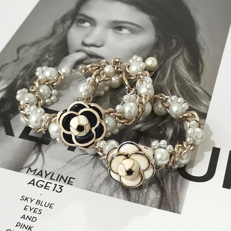 Элегантные камелии цветок жемчуг браслеты свадебные ювелирные изделия |