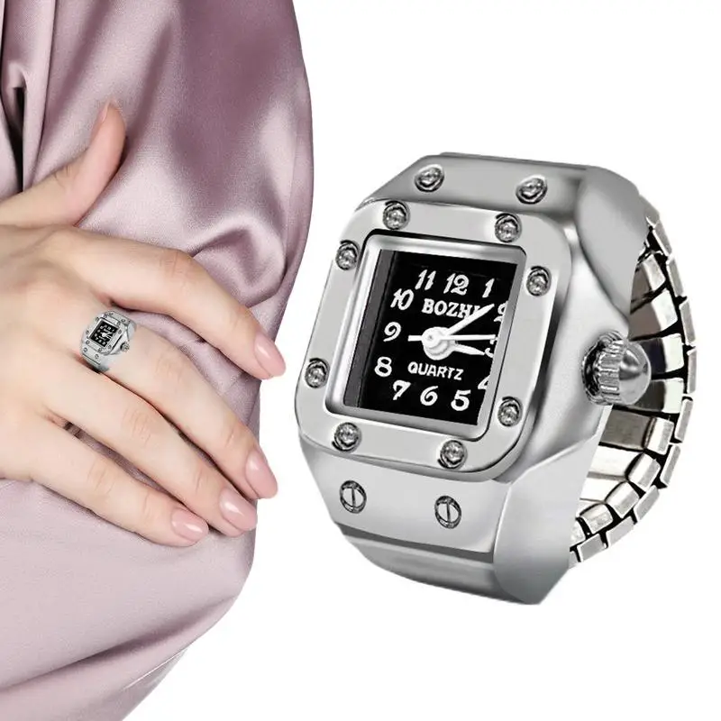 

Alloy Finger Watch Hip-Hop Fashion Simple Casual Ring Watch Stainless Steel Casual Ring Quartz Watch For Men And Women