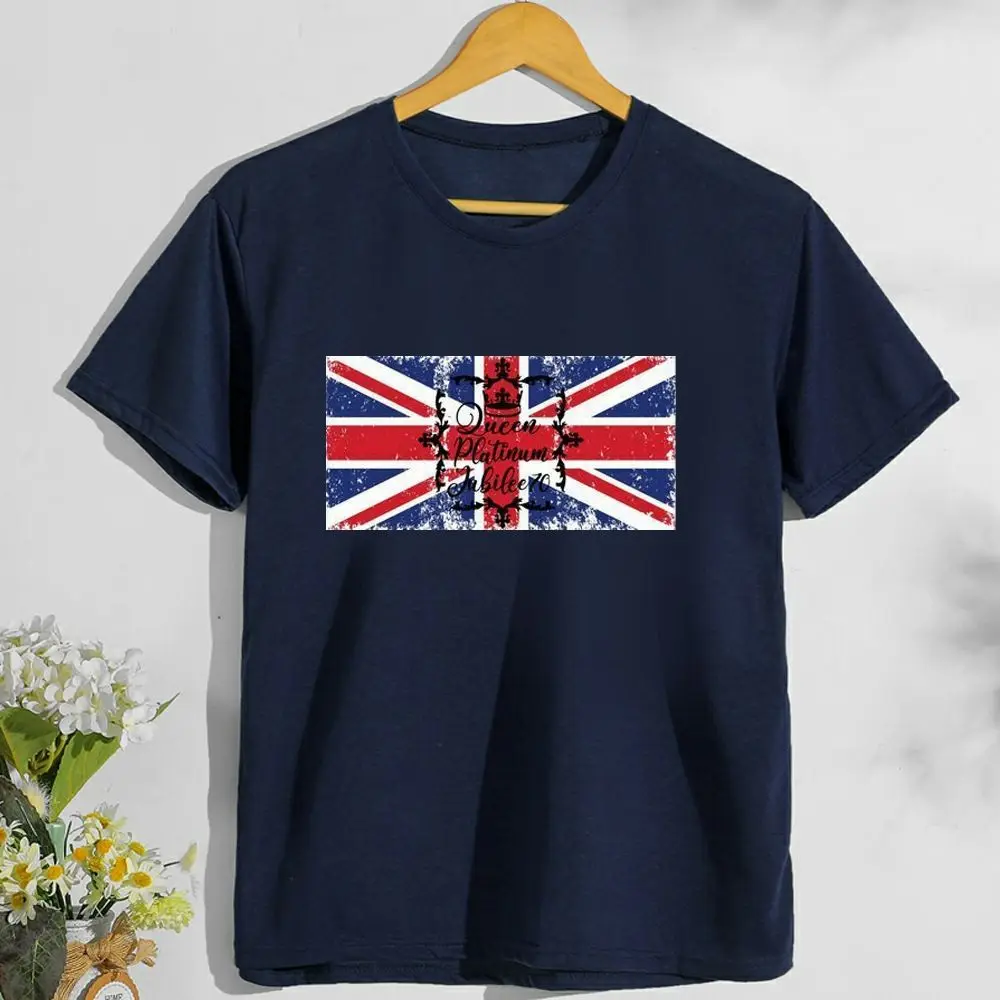 

Women Flag Tshirt 3D Digital Printed Polyester Platinum Jubilee T Shirt Crew Neck Queen Elizabeth Union Jack T-Shirt