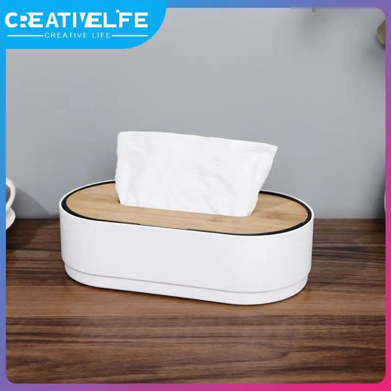 

Bamboo Wood Living Room Paper Box Wooden Cover Tissue Container Lifting Lift Type Wooden Cover Napkin Holder Tissue Box Holder