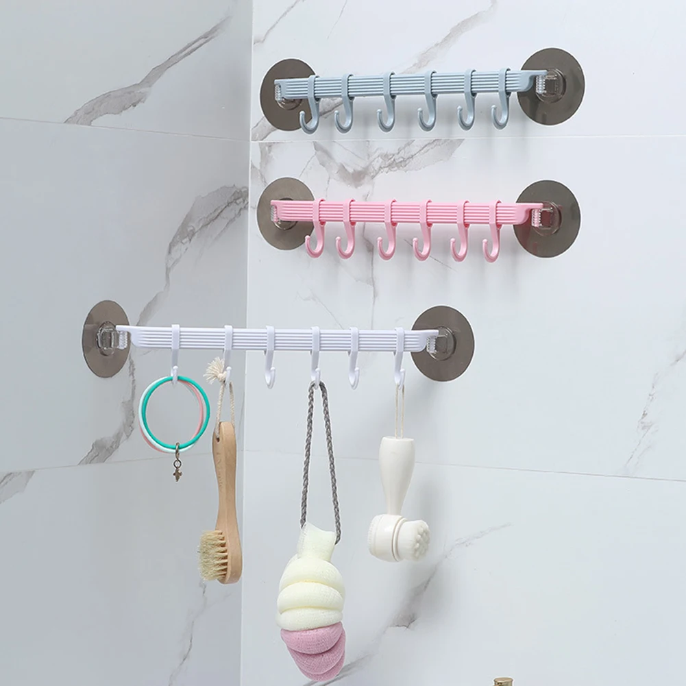 Multifunction Row Hooks Flexible Kitchenware Storage Rack Bathroom Wall-mounted Sticky Hooks Towel Organizer Hanger Hanging Rack