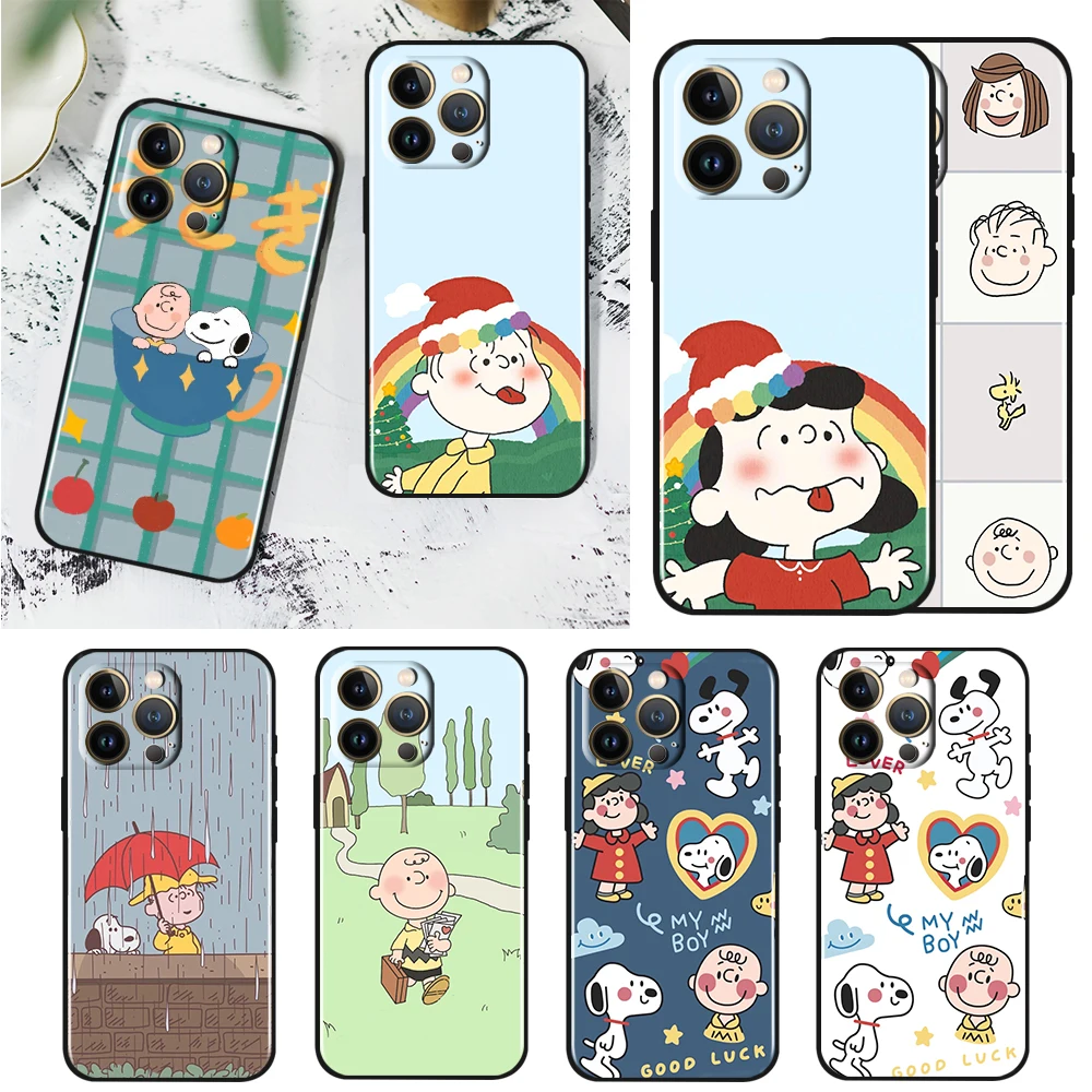 

Hot Anime Snoopy Boys For Apple iPhone 13 12 11 Pro Max Mini XS Max X XR 6 7 8 Plus 5S SE2020 Soft TPU Black Phone Case Cover