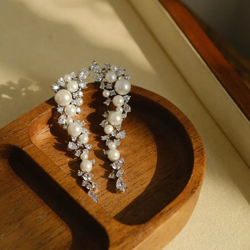 2024 свадебное новое высококачественное платье из медовой пряжи серьги с цирконом