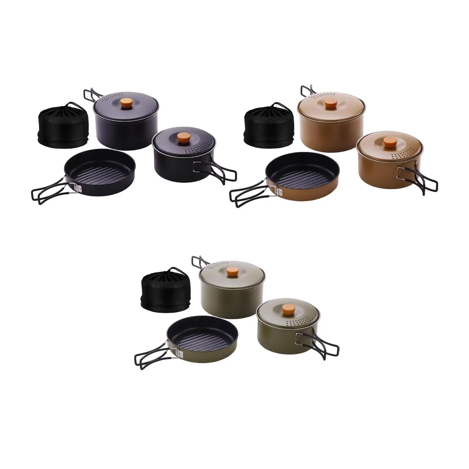 3 шт. набор для приготовления пищи на природе кастрюли и сковородки из