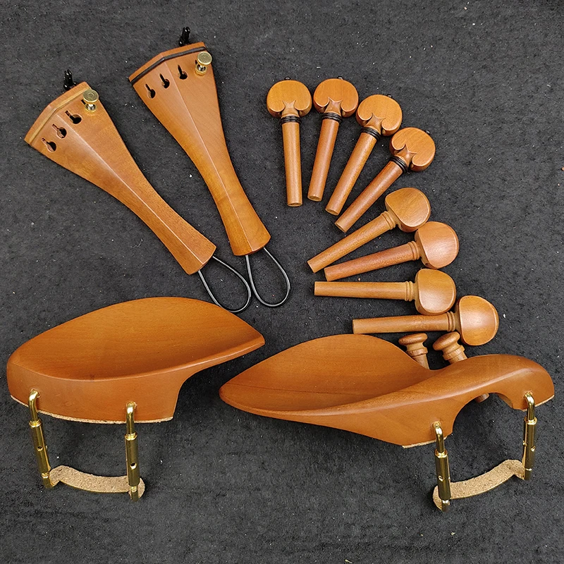 1 Set Violin Parts Pegs,Tail piece Gut Chin rest With Clamp Finetuner 4/4 Violin Accessories Jujube Wood