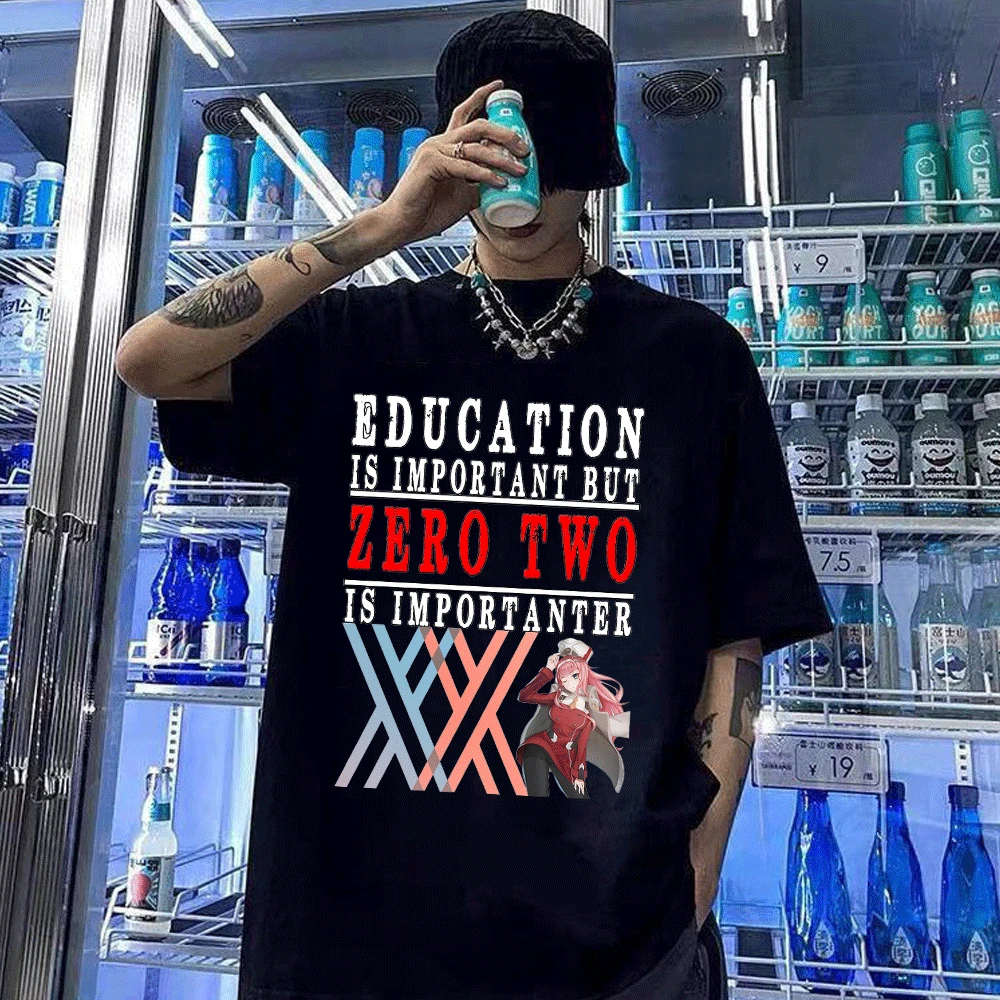 

Japanese Anime Zero Two Darling In The Franxx Aesthetic T Shirt Men Women Funny Streetwear Tee Shirt Short Sleeve Summer Tshirt