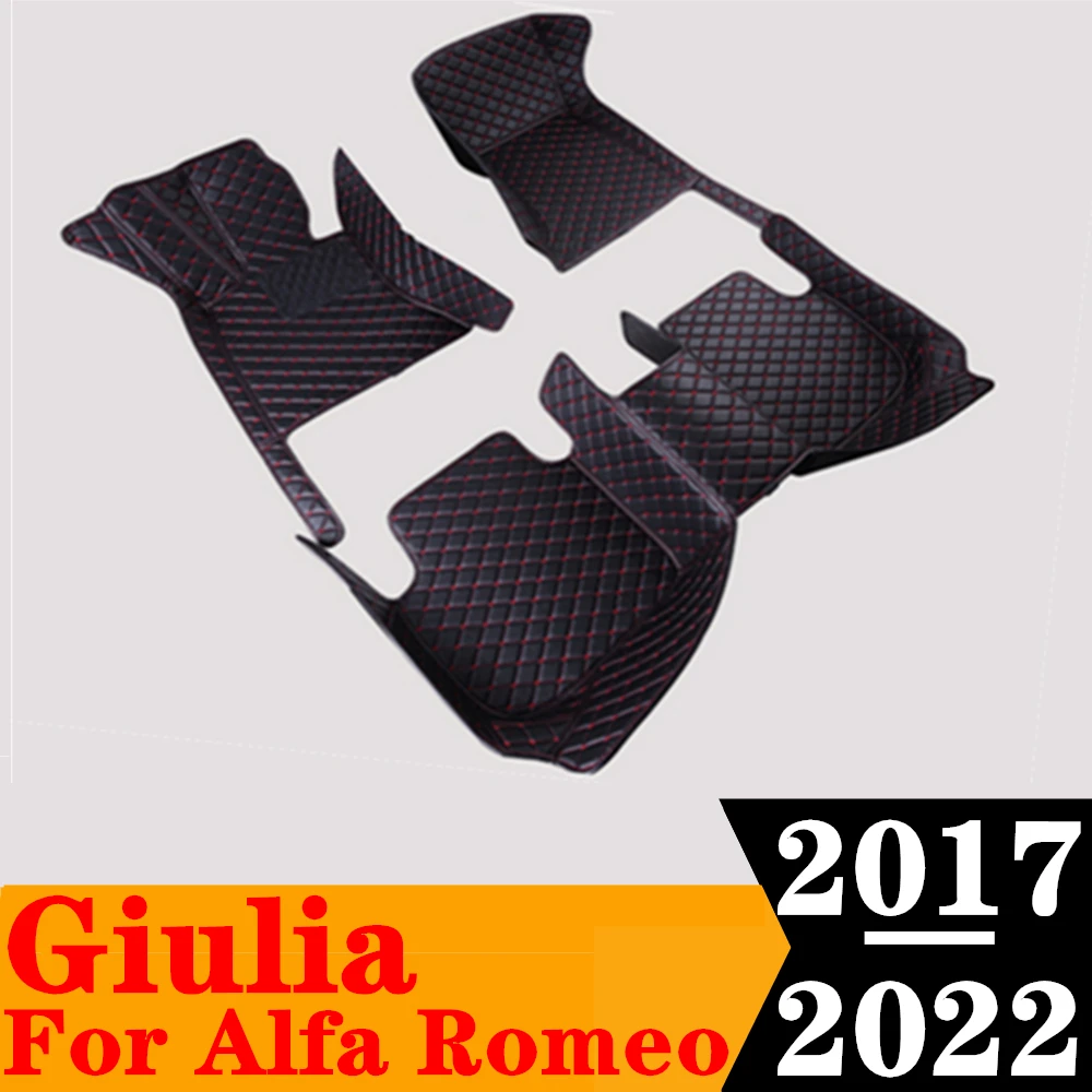 

Sinjayer, водонепроницаемые кожаные Коврики для автомобиля на заказ, передние и задние напольные коврики, автомобильные запчасти для Alfa Romeo Giulia 2017-2022