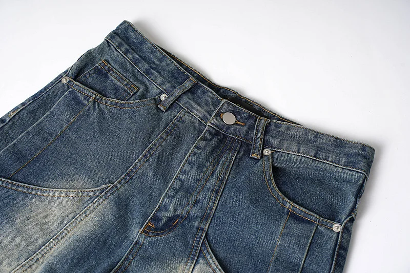 Джинсовые шорты мужские оверсайз в стиле хип-хоп винтажные брюки из денима с