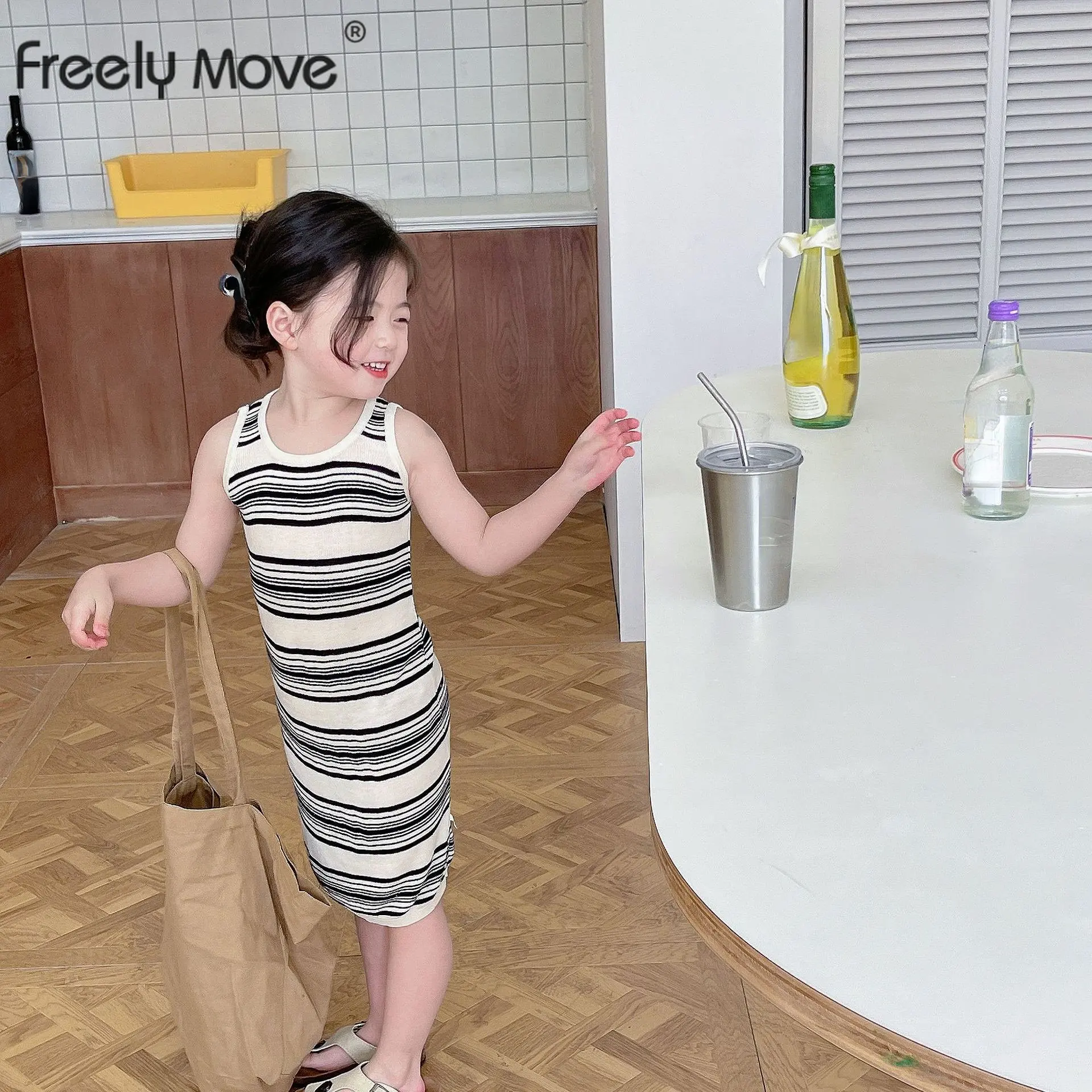 

Dress Girls Dress for Baby Kids Summer Sleeveless Triped Dress Up 1-6 Years Toddler Children Costume Clothing 2023 New