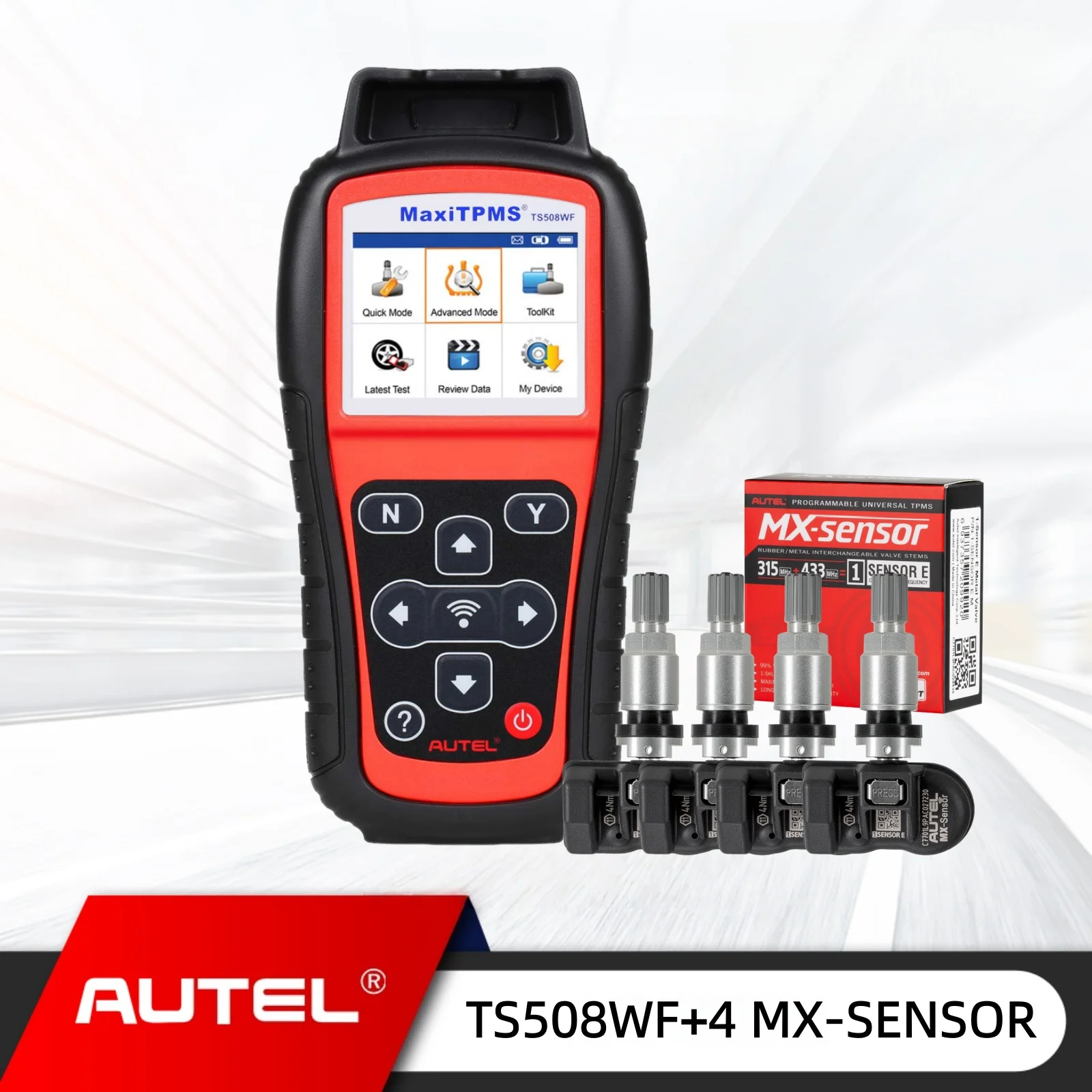 

Версия 2025 года AUTEL MaxiTPMS TS508WF Инструмент для программирования TPMS Бесплатные 4 датчики MX (315/433 МГц)