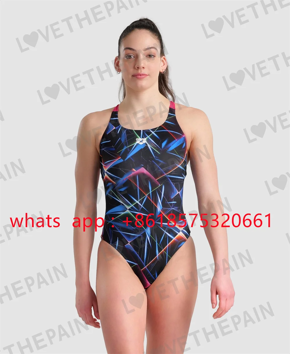 

Women One Piece Women Sports Swimwear Backless Triangle Swimsuit Printing Training Fitness Pro Race Swimming Backless Swimsuit