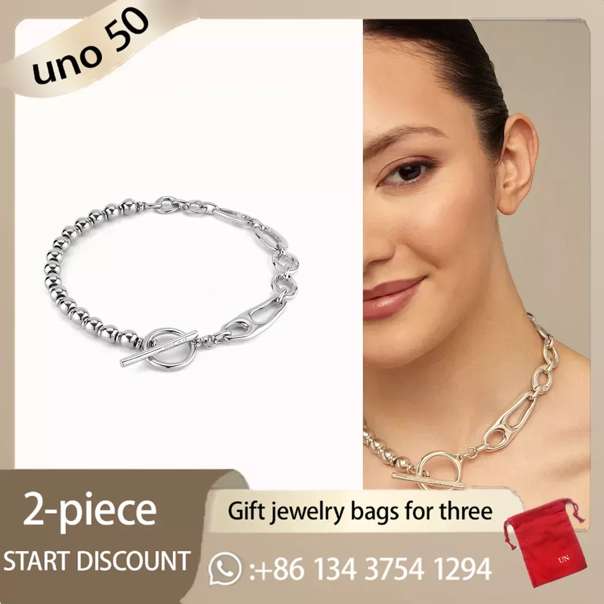 Новинка 2024 модная Роскошная серебряная подвеска UNO DE 50 в виде строки с