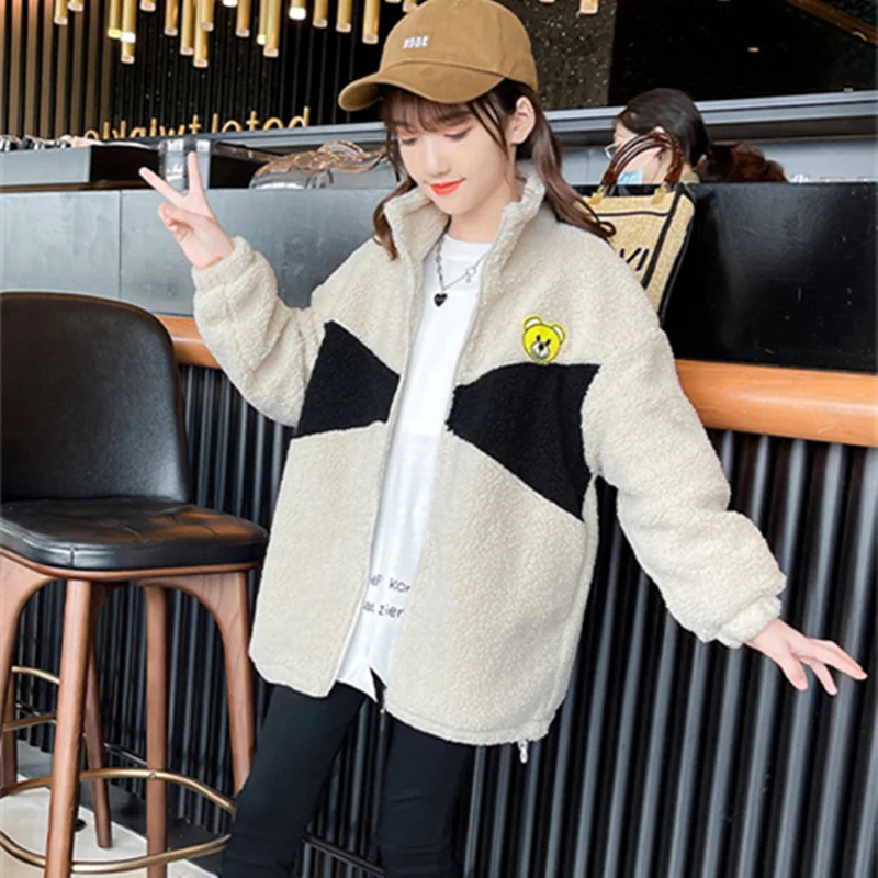 

Пальто для девочек, куртка, хлопковая верхняя одежда, утепленные бархатные зимние костюмы с 2022 буквами, Рождественская ветрозащитная детск...