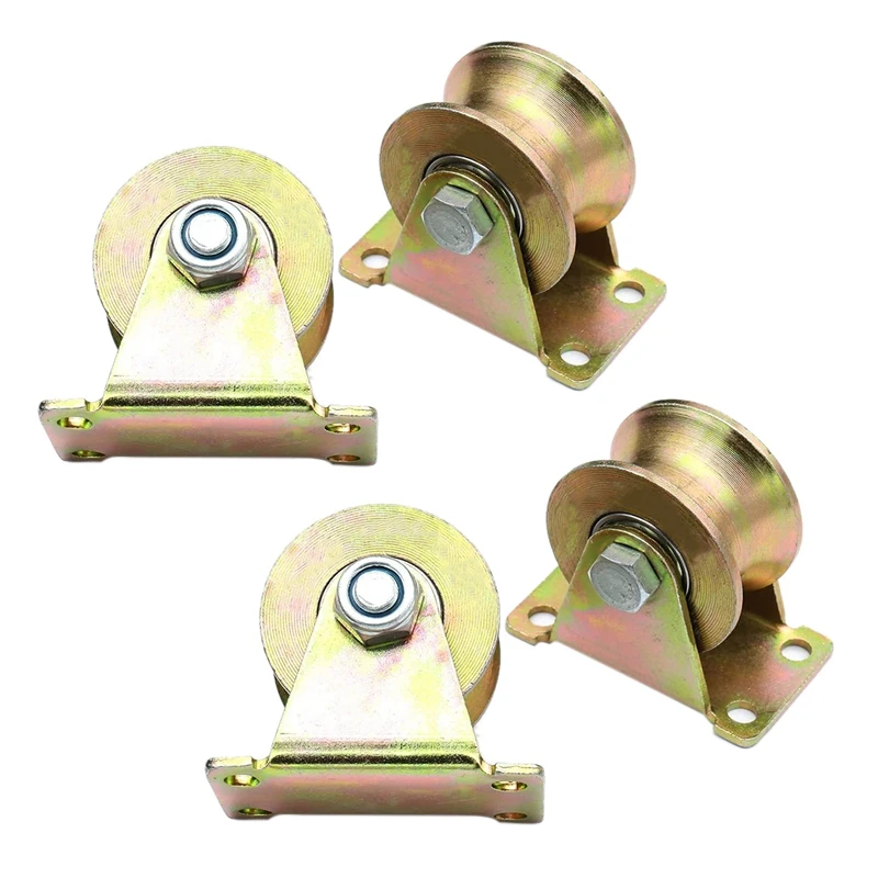 

Best 4 Pcs 2 Inch U-Groove Track Wheel Sliding Door Roller For Inverted Track Rolling Gate Industrial Machines Wire Rope Rail