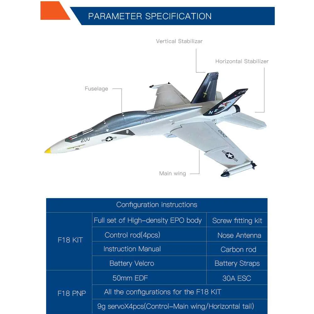Eachine F-18 588 мм размах крыльев 50 EDF Jet EPO RC набор самолетов/PNP