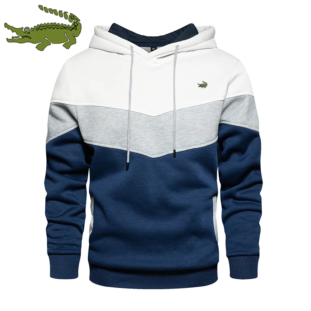 Embroidery CARTELO Trending Men Hoodies Splicing Pullover Autumn/Winter Fleece Warm Long Sleeve Outwear Sweatshirts Casual Tops