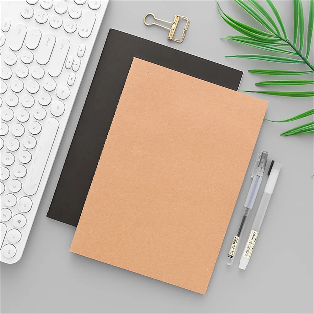 

40 Sheets Kraft Paper Notebook Horizontal Line Checkered Notebooks Kawaii Stationery Agenda Planner School Office Supplies