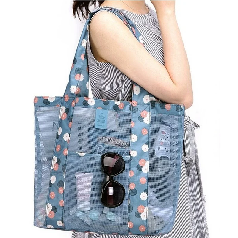 

Large capacity Women Mesh Beach Bags Waterproof Swimming Storage Bags Lady's Sports Casual Travel Shopping SPA Shoulder Handbag