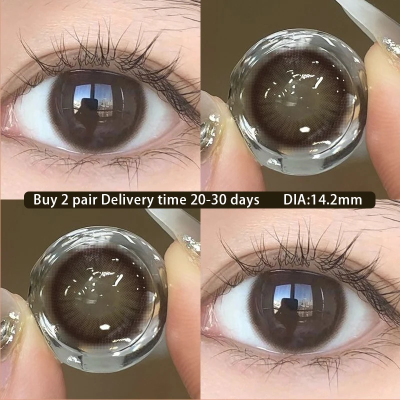 

Duoxiu 2pcs Nature Brown Color Contact Lenses With Myopia Degree-0.00~ -8.00 Gray Black Beauty Pupil Makeup Eye Free Shipping