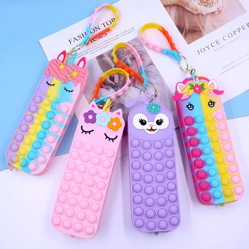 

Pop Kawaii Animal Pencil Case Silicone Wallet Bags Push Bubble Antistress Toy Soft Press Student School Supplies for Kids Gifts