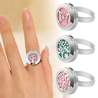 fashion stainless steel aromatherapy essential oil locket jewelry rings perfume diffuser ring