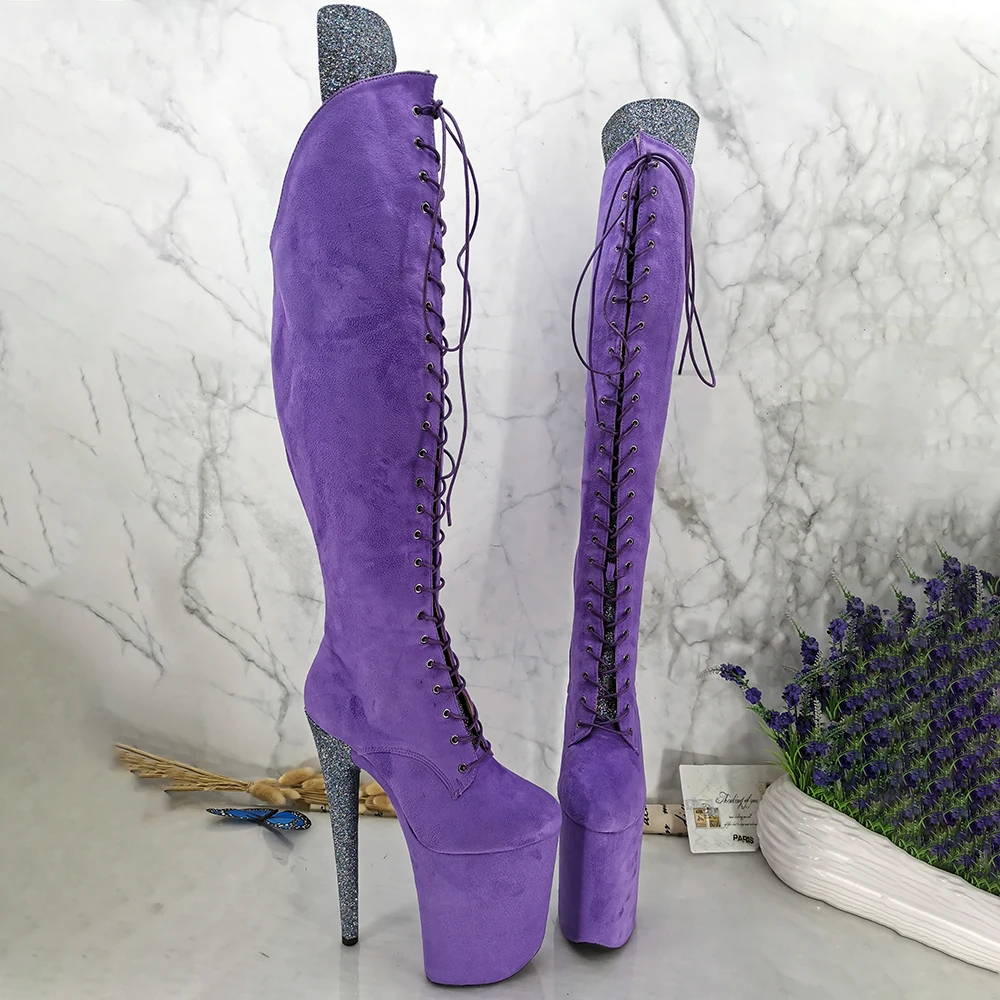 Leecabe  23CM/9inches Pole dancing shoes High Heel platform Boots closed toe Pole Dance boots