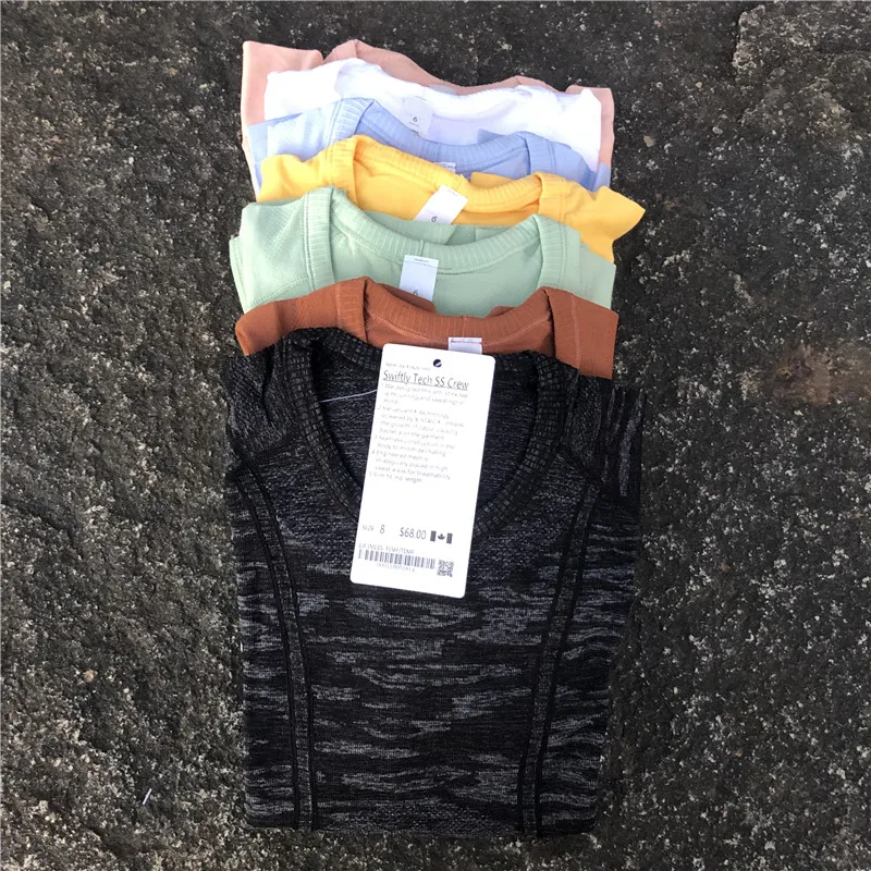 Solid Color Luluwomen Sports Long Sleeve Fitness Yoga Shirt Top Round Neck Blouses Thumb Jack Comprehensive Training Custom Logo