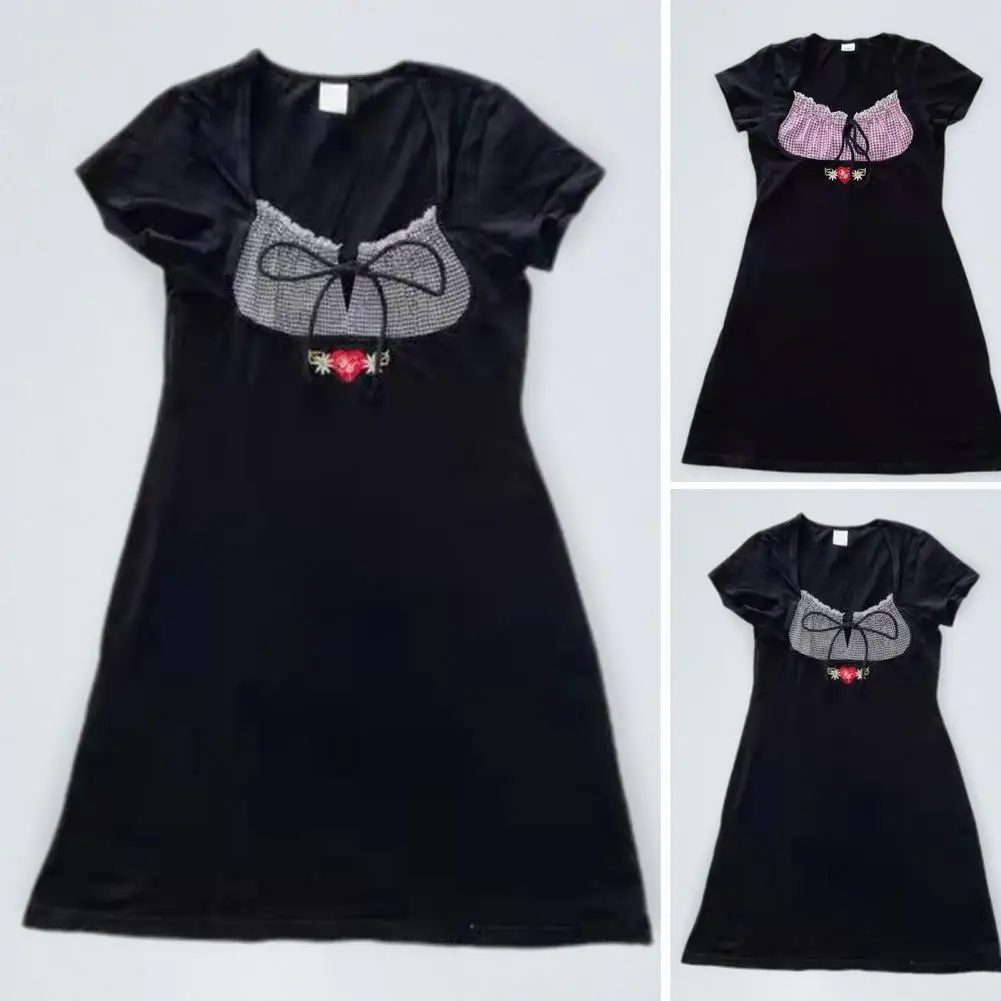 

Женское мини-платье с вышивкой, сетчатый пуловер с цветочной вышивкой и квадратным вырезом, мини-платье, Женская Ретро одежда, уличная одежд...