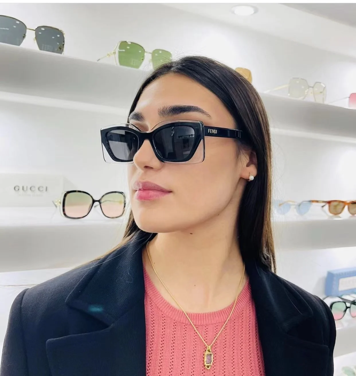

2023 Fashion Cat-Eye Acetate Frame Women'S Sunglasses Personality Trend Uv Protection Luxury Classic Dame Glasses