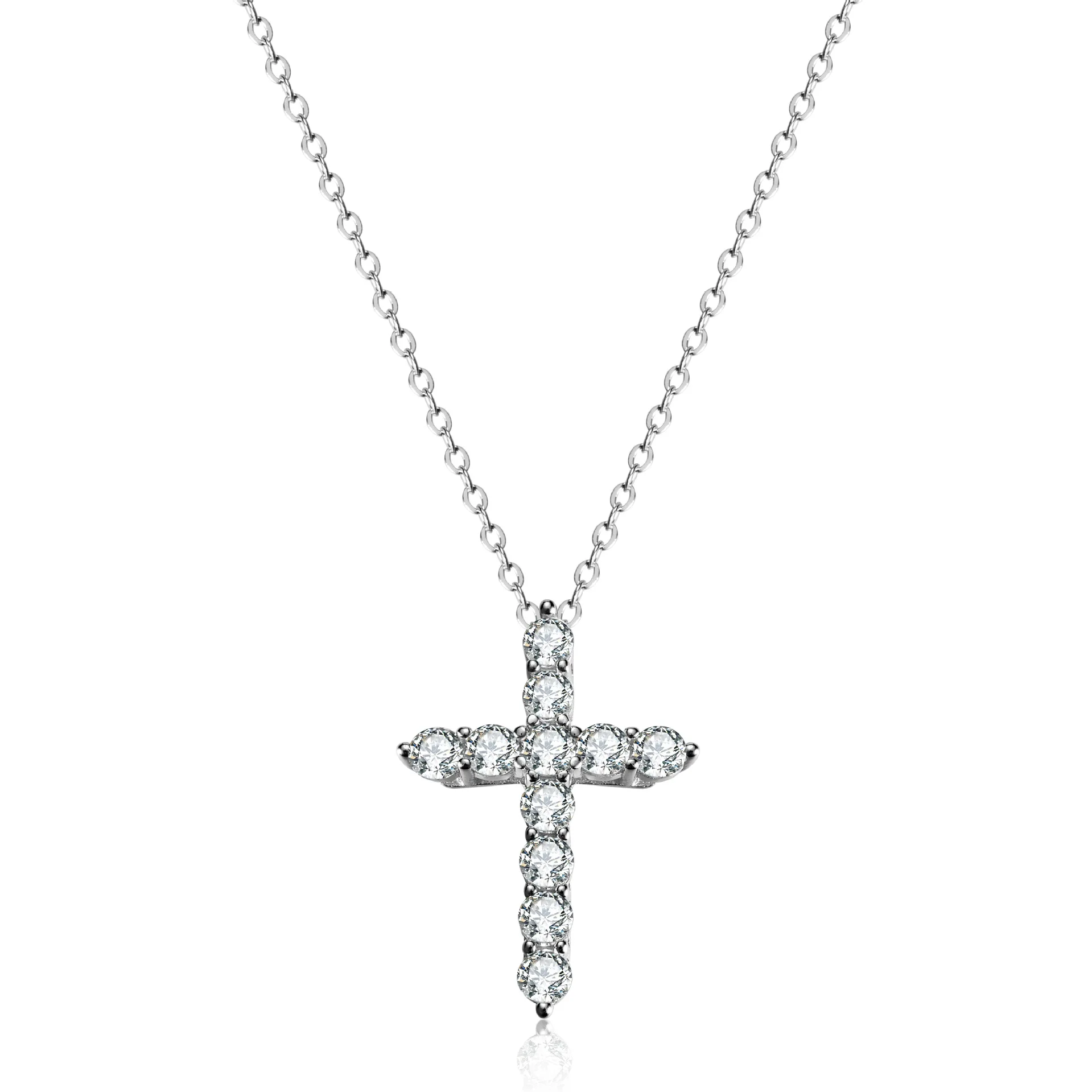 

Женский кулон с муассанитом 1 карат SNPQ, ожерелье из стерлингового серебра 925 пробы с геометрическим крестом, новая серебряная подвеска на це...
