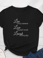 live love laugh letter print women t shirt short sleeve o neck loose women tshirt ladies fashion tee shirt tops camisetas mujer