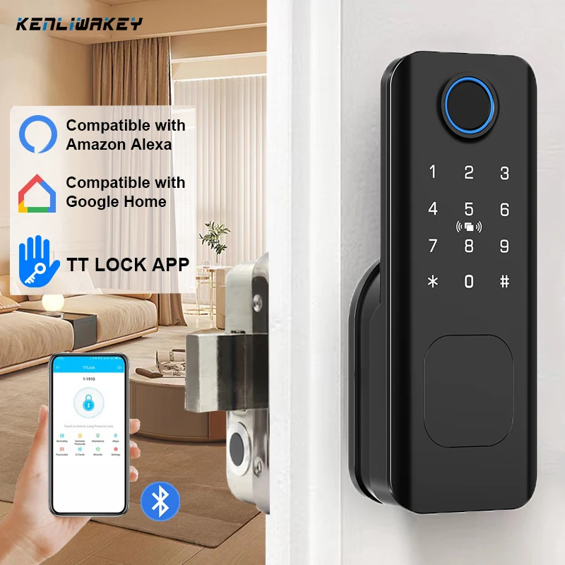

Electronic Door Lock TTLock Bluetooth Wifi APP Remote Unlock Biometric Fingerprint Lock Password Card Keyless Enter Smart Lock