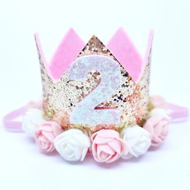 

Happy Birthday Party Hats Decor Cap One Birthday Hat Princess Crown 1st 2nd 3rd 4th Half Year Old Number Baby Kids Hair Hat