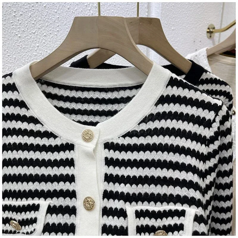 Свитер Boreathiman для женщин тонкий полосатый свитер уникальный вязаный кардиган