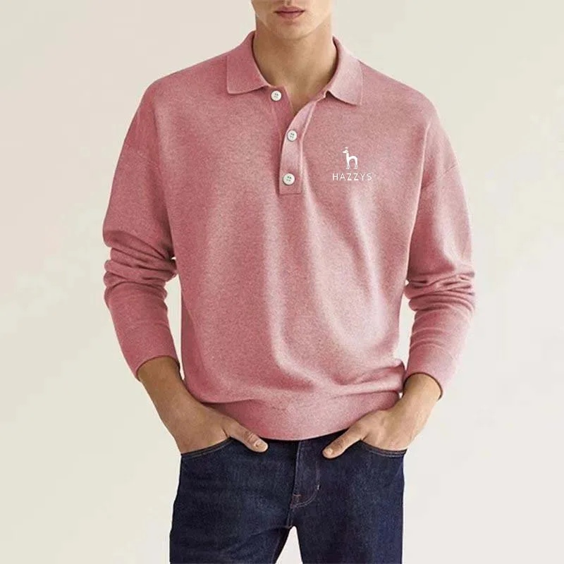 Men's Golf Clothing HAZZYS Polo Men Spring Autumn Shirt Solid Color Long Sleeve Casual Business Sports 2023