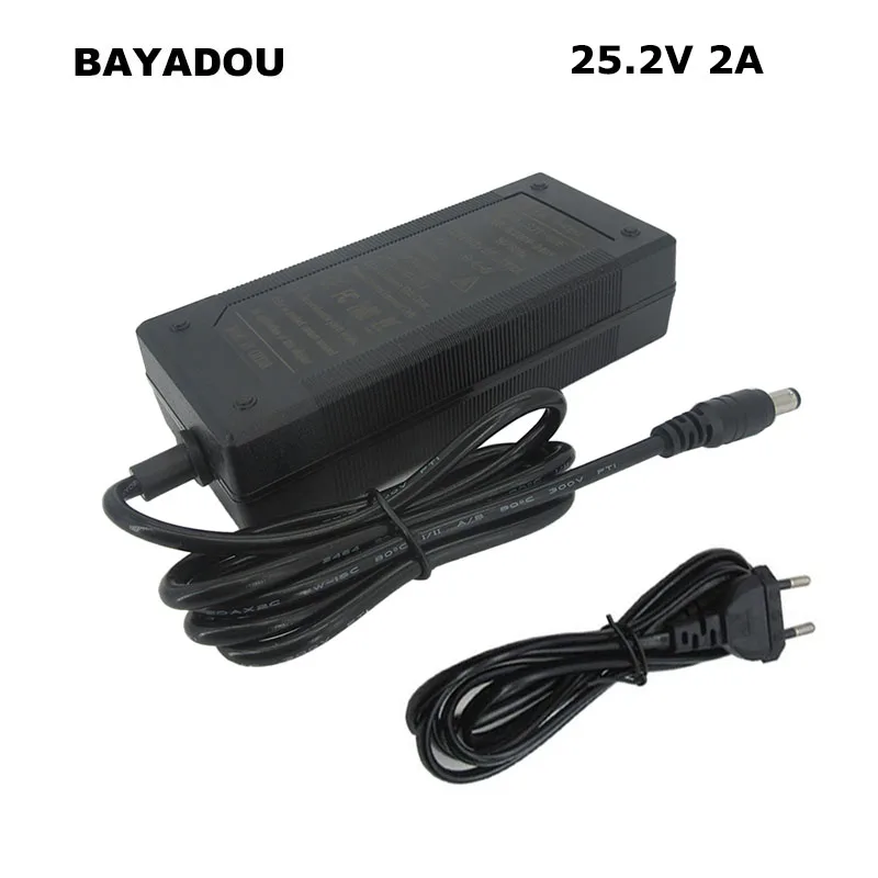 

SJT60E 25.2V 2A Li ion Ebike Charger 6S 22.2V 21.6V Electric Bike Scooter Bicycle Lithium Lipo 18650 Battery Charger DC Port