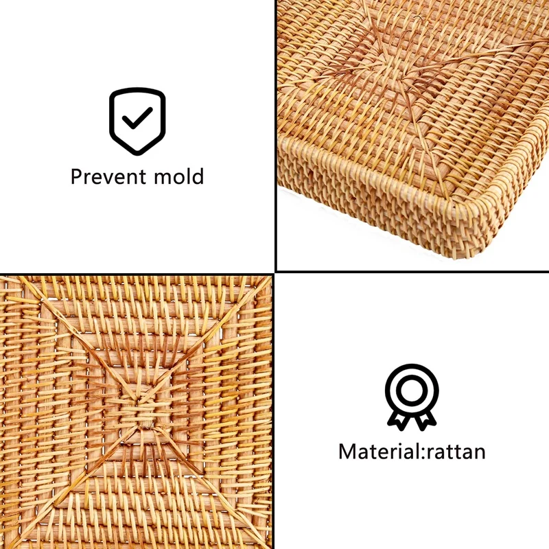 Плетеный сервировочный поднос из ротанга прямоугольный декоративный органайзер