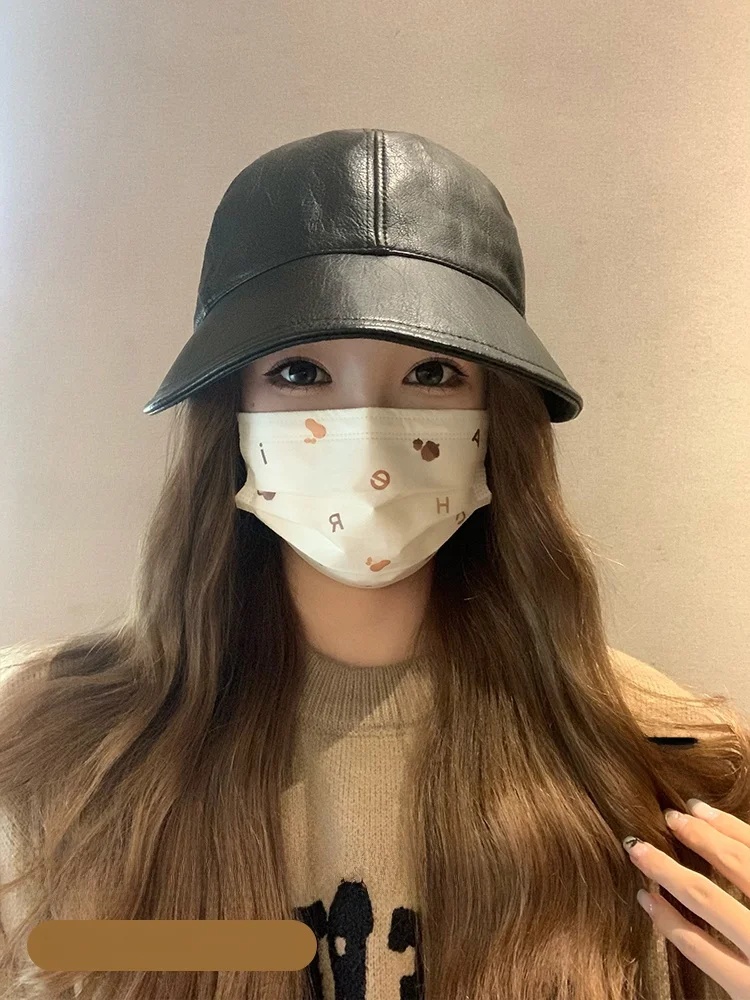 Корейская модная кожаная рыбацкая шляпа в стиле ретро женская осенне-зимняя