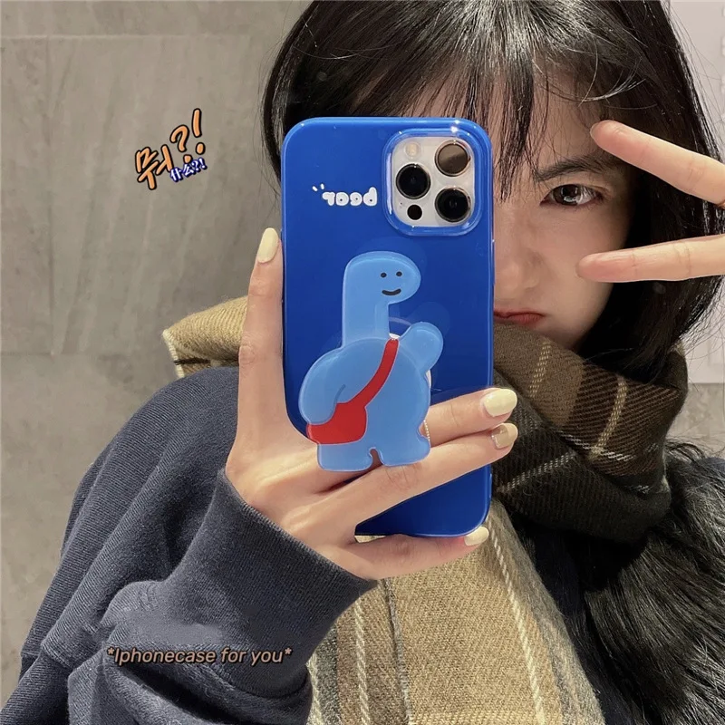 

Cute Dinosaur Phone Case For iPhone 13 12 11 Pro Max Cartoon Dog TPU Flower Cover For Apple 13 12 Mini with Phone Stand Holer