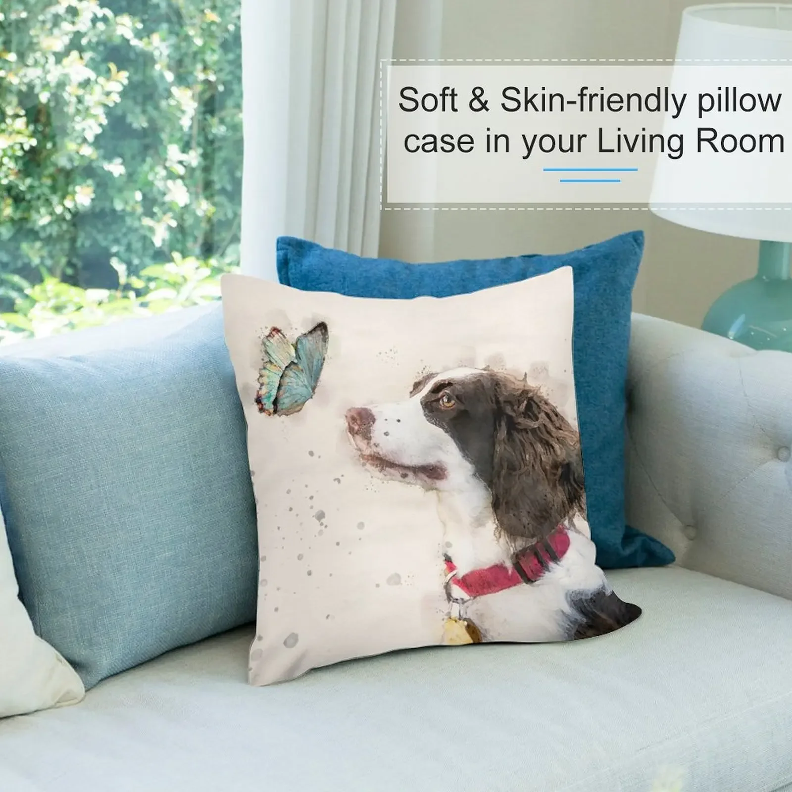 Английский спрингер-спаниель акварель наволочка наволочки декоративная