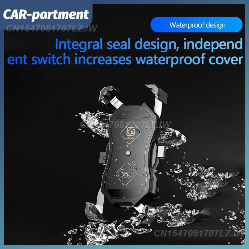 

Motorcycle Phone Holder 15W Wireless Smart Charger QC3.0 Wire Charing 2 In 1 Semiautomatic Stand 360 Degree Rotation Bracket