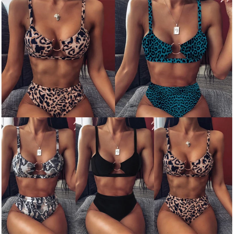 

Комплект из 2 предметов, сексуальные бикини 2022, женский леопардовый купальник, женский купальник с высокой талией, женская одежда, купальный...