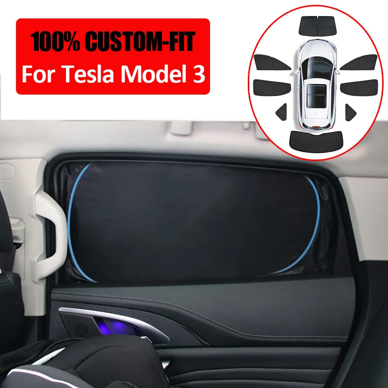 

Sunshade for Tesla Model 3 2022 Accessories Car Side Window Sun Shade Privacy Skylight Blind Shading Net Front Rear Windshield