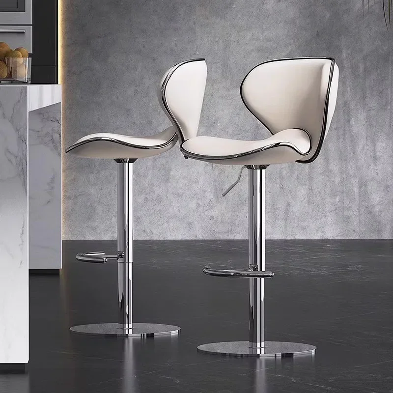 Кожаные барные стулья для отдыха металлические желтые удобные в скандинавском