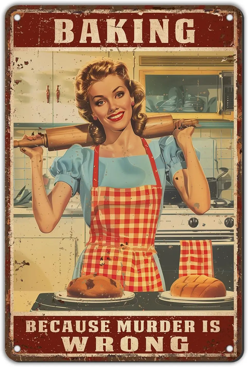 

Металлическая вывеска "Baking Because Murder is Wrong"