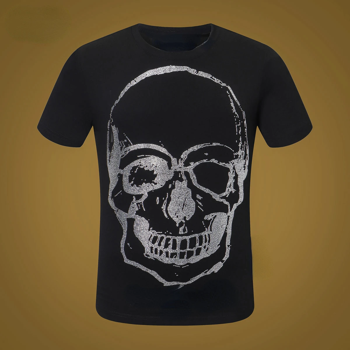 

2022 new summer short sleeve men's top big skull hot drill casual fashion