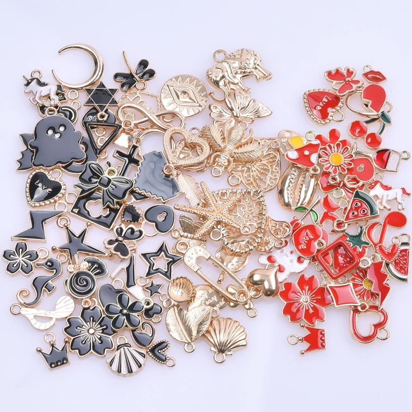 

Kawaii 10PCS/Lot Random Mix Alloy 3Color Dripping Oil Pendant Enamel Charms For Jewelry Finding DIY Handmade Accessories Fashion