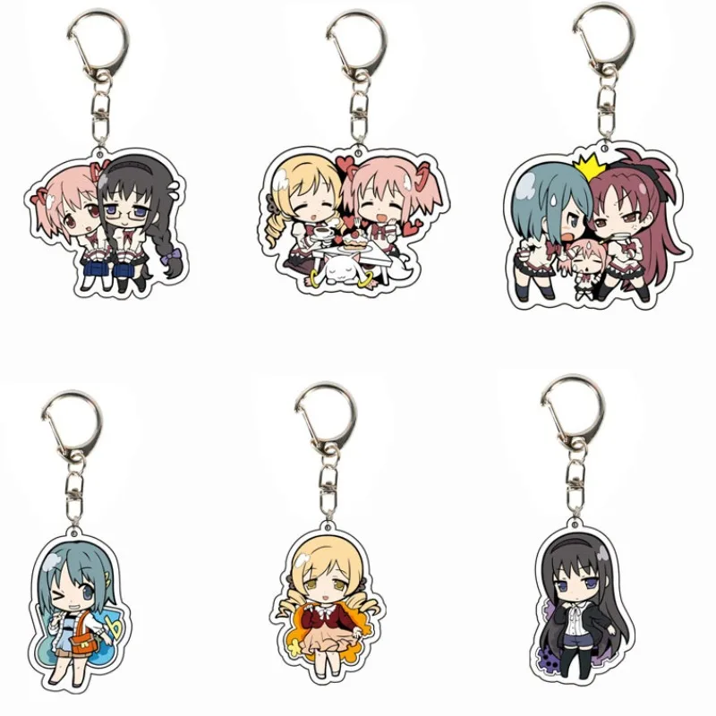 Фото Брелок для ключей в стиле аниме Magic Girls Madoka Magica Kaname Akemi Homura Miki Sayaka Tomoe Mami Kyoko, брелок для ключей для фанатов, подарки, ювелирные изделия №1