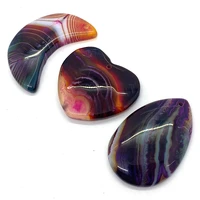 trendy pendants diy 5pcs set punch striped agate natural stone heart drop shape onyx for making necklace earrings jewelry charms