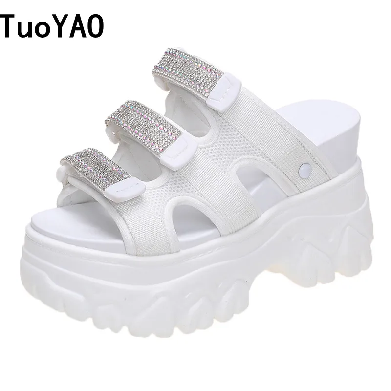 

Summer Women Slippers Flip-Flops Ladies Beach Bling Shoes New Wedge Heels Shoe Woman High Platform Slippers Outside Sandals 10CM